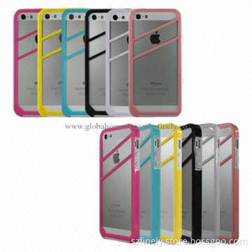 PC + TPU Case for iPhone 5/5S, Bumper, 2-in-1 Design, Various Colors are Available